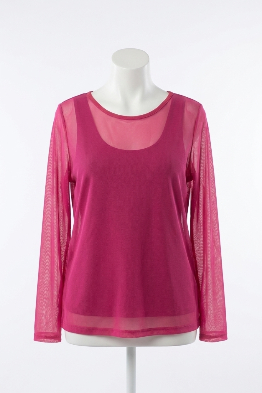 NEW SYMPLI mesh go to cropped tee in peony